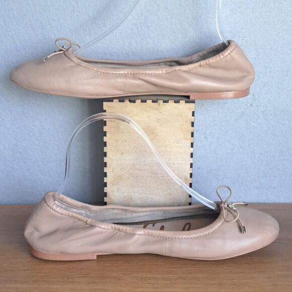 Sam Edelman Felicia Ballet Flats Women’s 9 Tan Pink Bow Minimalist Shoes - Picture 4 of 11